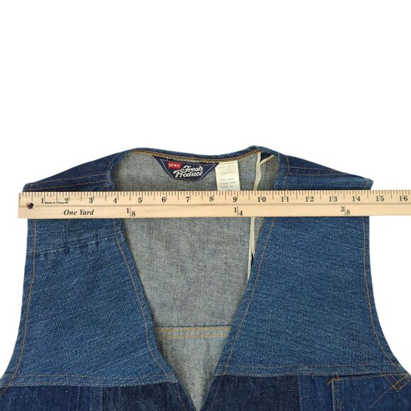Levis Fresh Produce Patchwork Denim Vest L Buckle Back Vintage 70s Button Front - Picture 4 of 16